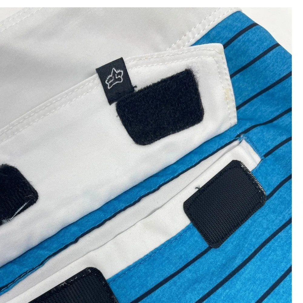 Fox Head Men's M-L Blue Black Stripe Board Shorts Swim Athletic Gym MX